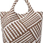 Woven Bag for Women, Vegan Leather Tote Bag Large Summer Beach Travel Handbag and Purse Retro Handmade Shoulder Bag