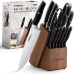 Knife Block Set, FIKSHOT Kitchen Knife Sets, High Carbon Stainless Steel Full Tang Knife set, Razor-Sharp Blade Rust Resistant, Professional Chef’s Knife for Home Cooking (BLACK)