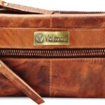 VALENCHI Women’s Leather Wallet – RFID Blocking Wallet – Ladies Clutch Hand Purse With Card Holder Slots (Cognac Vintage LW02)