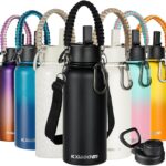 KXIAOCHEN Insulated Water Bottle, Stainless Steel Water Bottle, 2 Lids (Straw and Handle Lid),Wide Mouth Metal Water Bottles Keep Hot and Cold, Double Walled, Thermo Mug, Metal Canteen