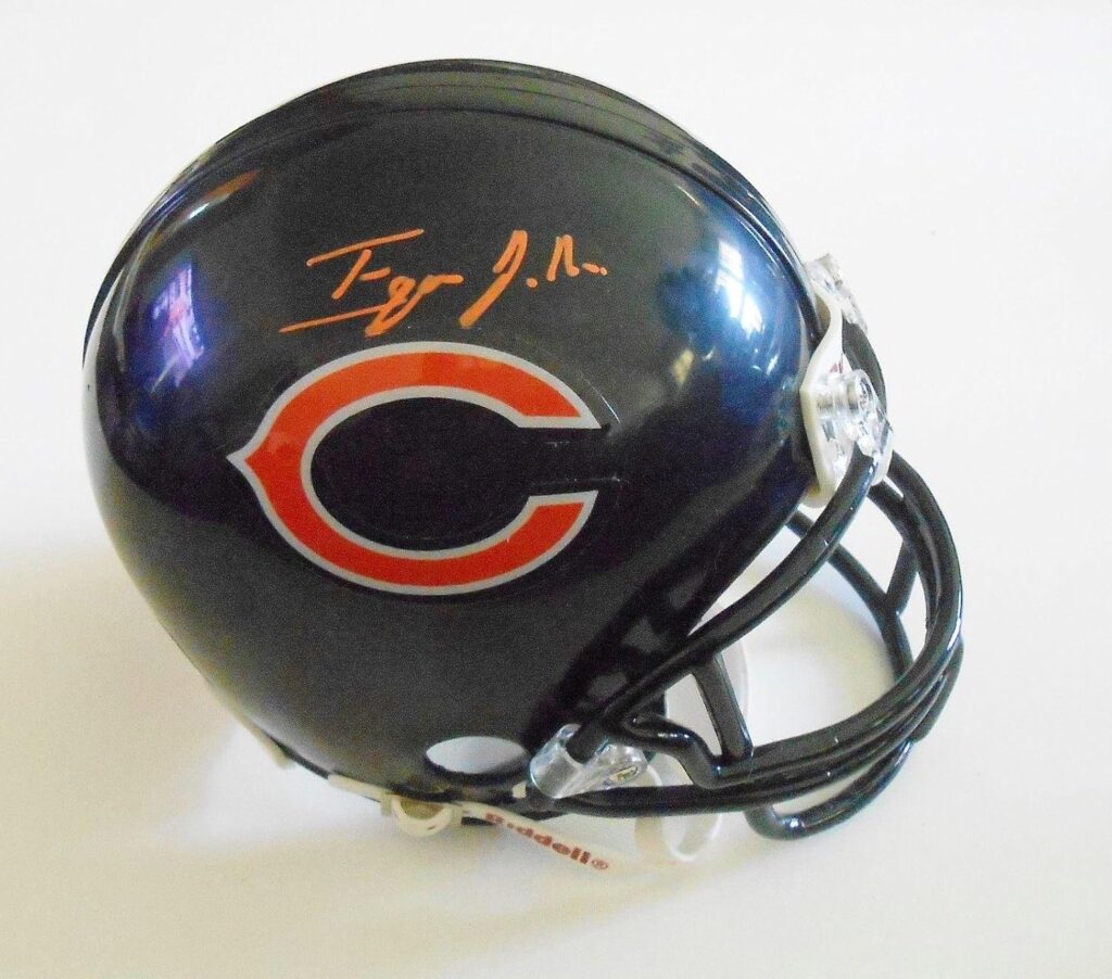 Ego Ferguson Signed Chicago Bears Mini Football Helmet w/COA #1 – Autographed NFL Mini Helmets