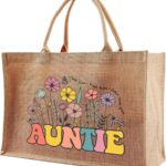 Jute Tote Bags for Women, Appreciation Gifts for Teacher, Women, Mom for Christmas, New Year, Mothers Day