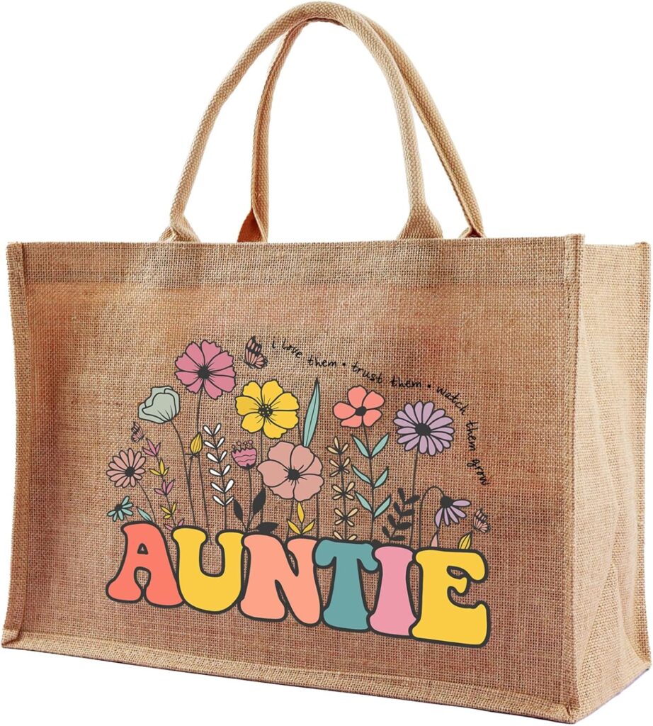 Jute Tote Bags for Women, Appreciation Gifts for Teacher, Women, Mom for Christmas, New Year, Mothers Day