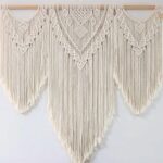 FZHLR Macrame Wall Hanging large 44″X38″ Boho Home Wall Decor Geometric Woven Tapestry Cotton Above Headboard Wedding Balcony Bedroom Living Room Apartment Nursery,Beige A