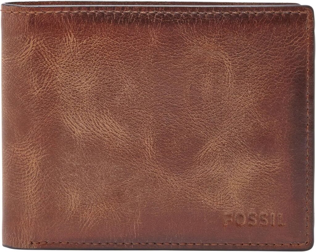 Fossil Men’s Derrick RFID-Blocking Leather Bifold Wallet with Flip ID Window for Men