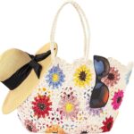 Beach Bags for Women Straw Tote Bag Floral Straw Bag Beach Straw Bag Large Tote Handbag Summer Beach Bag