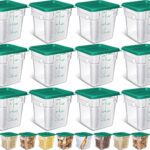 Yungyan 12 Pcs 4 Qt Commercial Food Storage Containers with Lids Restaurant Square Airtight Food Storage Containers Clear Cereal Containers for Kitchen Freezer Dishwasher Pantry(Green Lid)