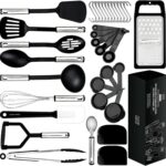 Home Hero Silicone Spatula Set – High-Heat Spatulas & Turners, Cooking Utensils – Ergonomic Steel Handles, Kitchen Tools – 35-Piece Cooking Utensils Set – Black