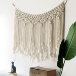 Boho Macrame Wall Hanging Hand Woven Tapestry Macrame Backdrop for Wall Decor of Modern Farmhouse, Bedroom, Nursery, Wedding, Party (40×20 inches)