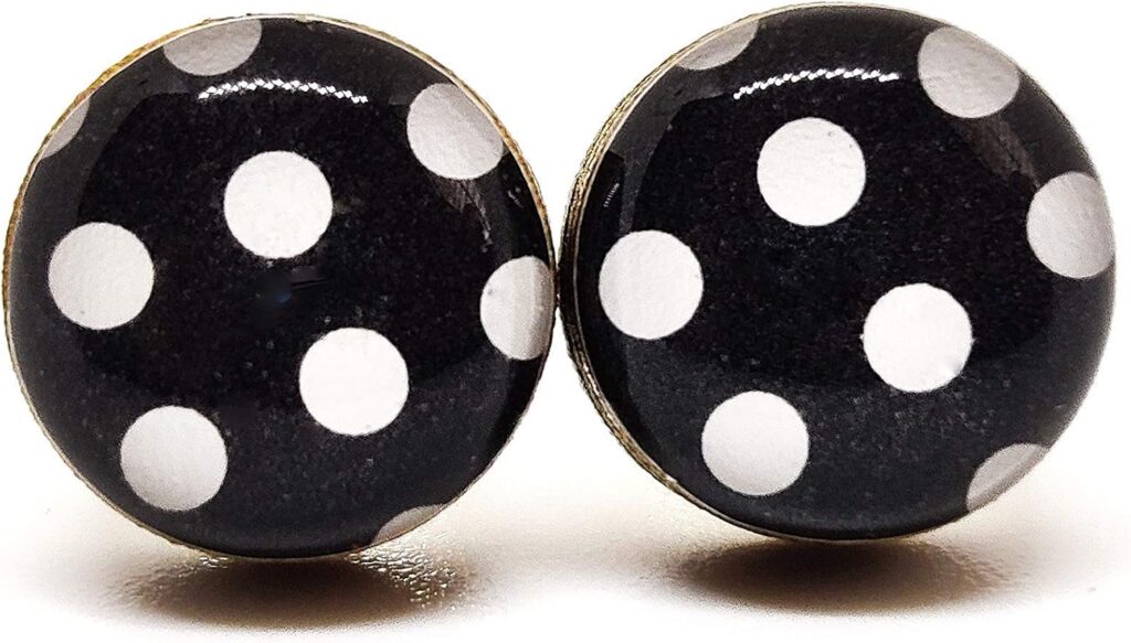 Stud Earrings Set, Polka Dot, 10 mm, Round Studs for Women Girls Men, Handmade, Stainless Steel Posts for Sensitive Ears Retro Studs, Lightweight Color Dot Earrings by Candi Cove Designs
