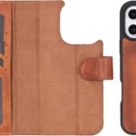 Venito Leather Wallet Phone Case Compatible with iPhone 16 Pro for Women&Men Handcrafted Premium Leather, Drop/Impact Protection, Detachable Flip Cover, Strong Magnets, 6.3″ Antique Brown