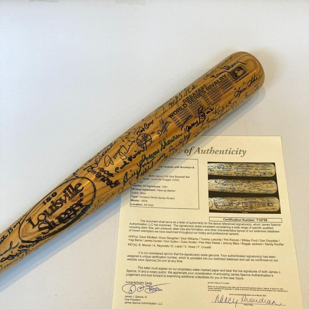 Brooklyn Dodgers Multi Signed Bat 100+ Sigs! Sandy Koufax Don Drysdale JSA COA – Autographed MLB Bats