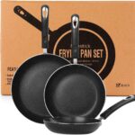 Frying Pan 3-Piece Set, Nonstick Skillet Set for Induction Cooktop, Frying Pan Nonstick 8 Inch+9.5 Inch +11 Inch (Black)