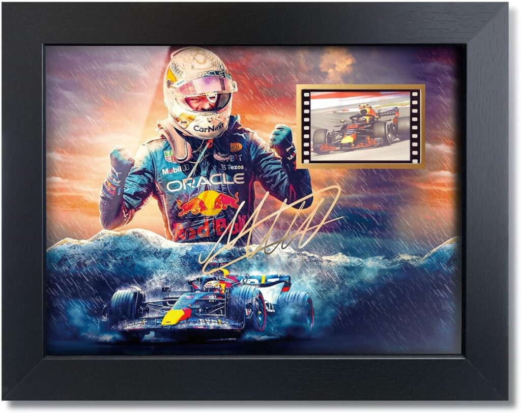 sufenvera Racing Fans Poster – Print Signed Max Verstappen Framed Film Photo Display 8×6 Inches,Birthday Christmas Gifts for Formula 1 Fans