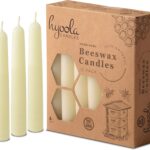 Hyoola 4″ Beeswax Taper Candles 12 Pack – Handmade, All Natural, 100% Pure Unscented Bee Wax Candle – Tall, Decorative, White 4 Hour Burn Time