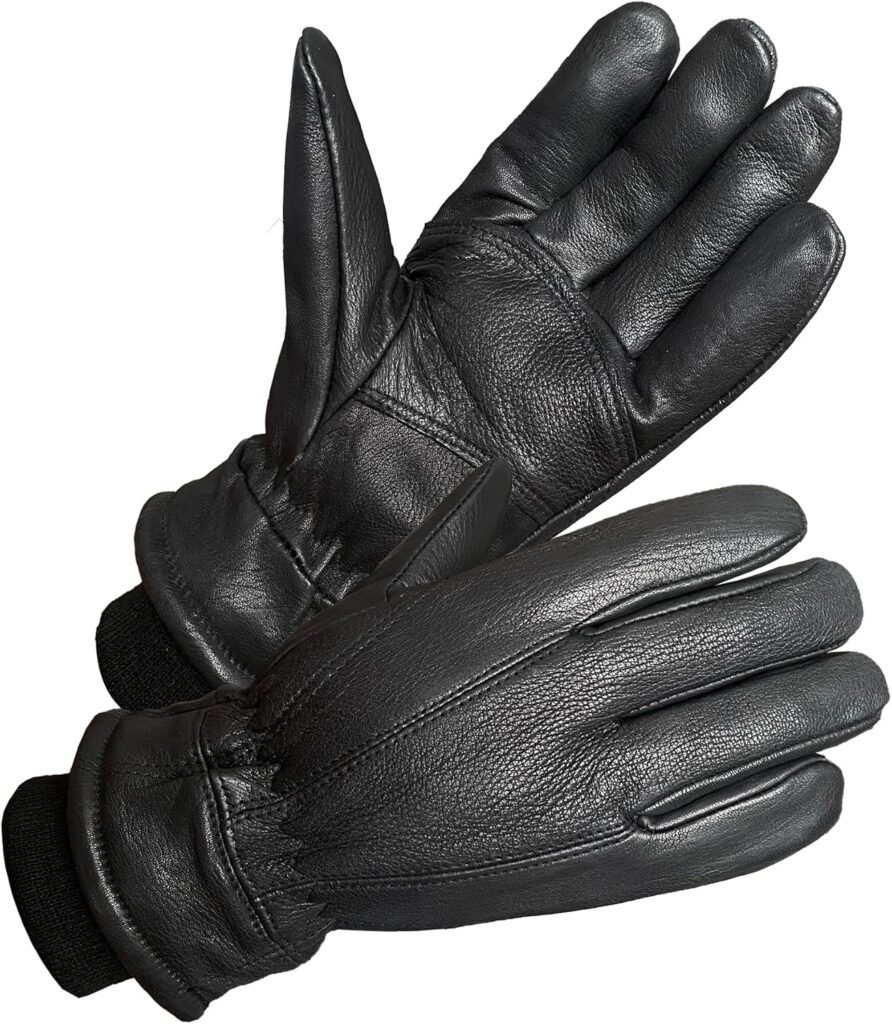 SKYDEER 100% Full Grain Deerskin Leather Winter Gloves for Men, Warm Work Gloves, Thermal Insulated Truck Driving Gloves