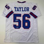 Facsimile Autographed Lawrence Taylor New York White Reprint Laser Auto Football Jersey Size Men’s XL