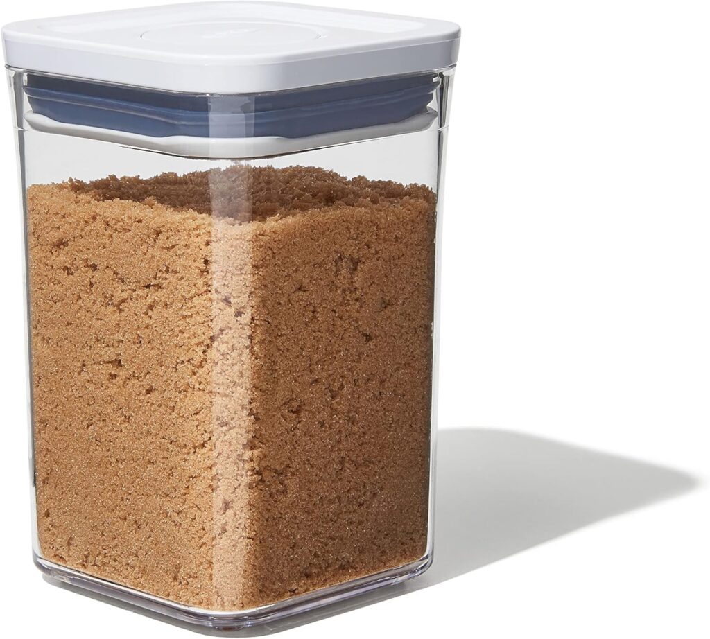 OXO Good Grips POP Container – Airtight Food Storage – Small Square Short 1.1 Qt Ideal for 1 lb of brown sugar or confectioner’s sugar