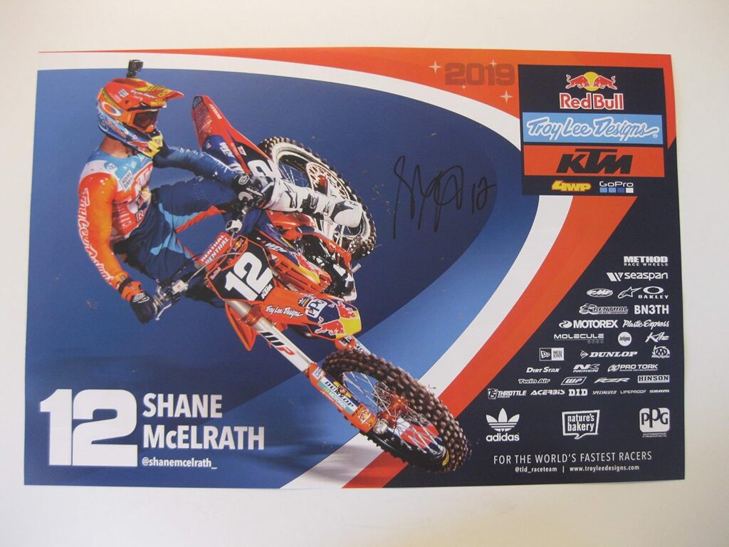 Shane McElrath, supercross, motocross, signed, autographed, 12×18 poster, COA will be included..