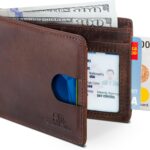 SERMAN BRANDS RFID Blocking Slim Bifold Genuine Leather Thin Minimalist Front Pocket Wallets for Men Billfold Wallet Men Gift