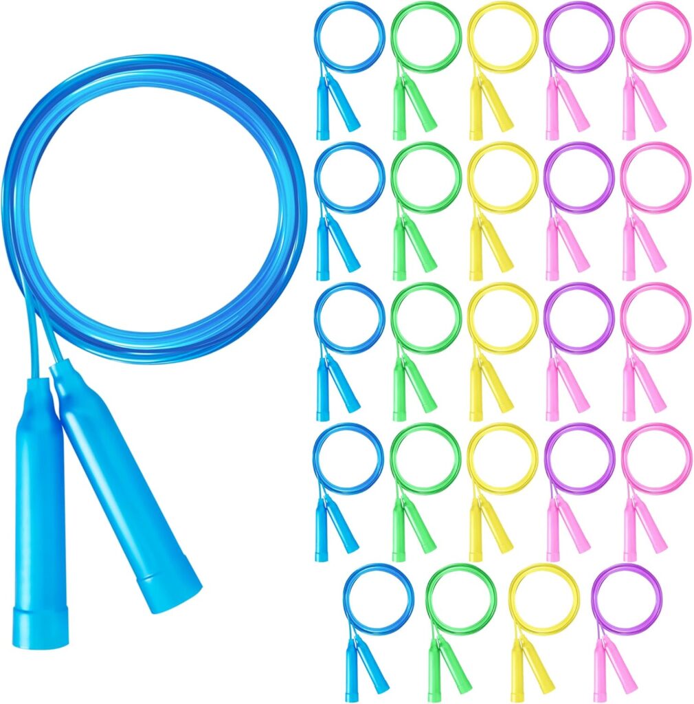 Jump Ropes for Kids, Colorful Jump Ropes for Kids Bulk, Adjustable Skipping Ropesfor Boys Girls, Tangle-Free Plastic Jumping Ropes for Party Favor Exercise Outdoor Activity