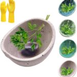 Hugimpel Pottery Herb Stripper Bowl,Hamblin Bros Pottery Herb Stripper Bowl, Handmade Ceramic Herbs Peeling Cup with Different Hole Sizes,for Peeling Off the Leafy Assembly (White)