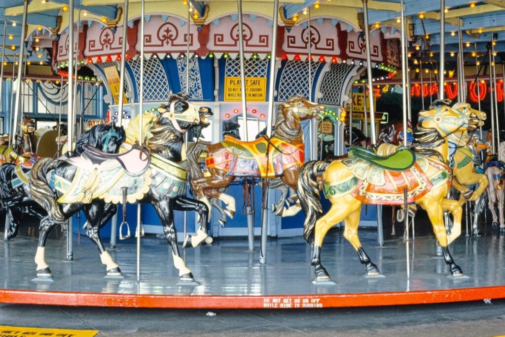 LIVESTOCK Vintage Wall Art – Carousel in Asbury Park New Jersey by Famed Photographer John Margolies, Americana Wall Decor New Jersey Poster, Printed and Framed in The USA