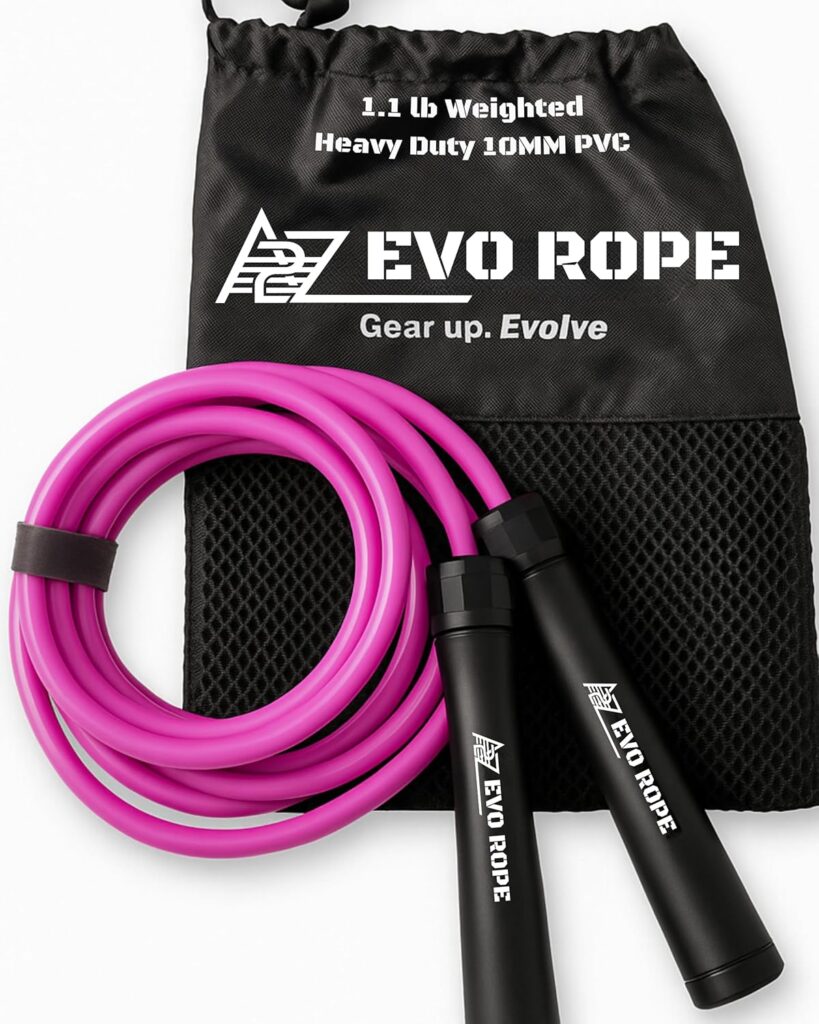 Evo Rope | 1.1LB Weighted Jump Rope for Women & Men – Adjustable 10mm Heavy PVC Skipping Rope for Fitness, Ideal for High-Intensity Training, MMA, Boxing, CrossFit, Weight-loss Workouts