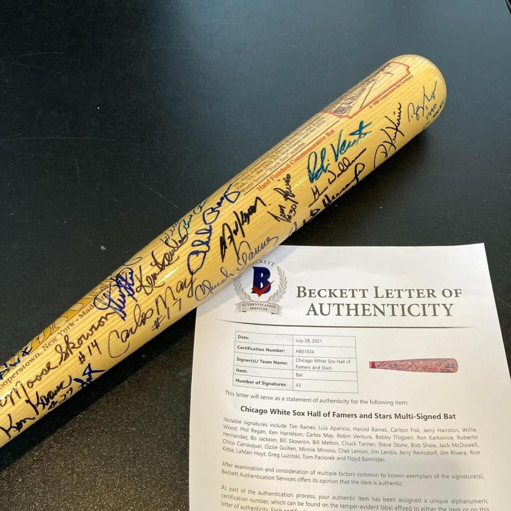 Chicago Sox HOF & Legends Signed Bat 43 Signatures Bo Jackson Beckett COA – Autographed MLB Bats