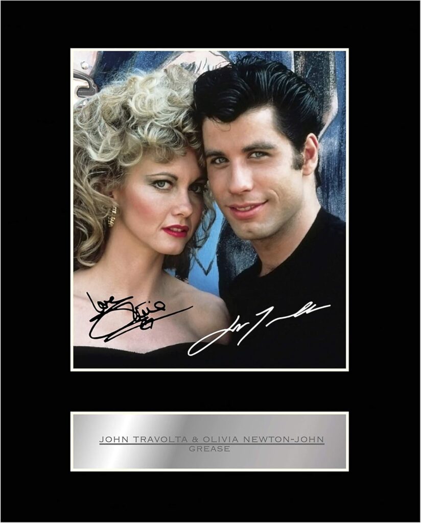 iconic pics John Travolta and Olivia Newton-John Signed Mounted Photo Display Grease Autographed Gift Picture Print