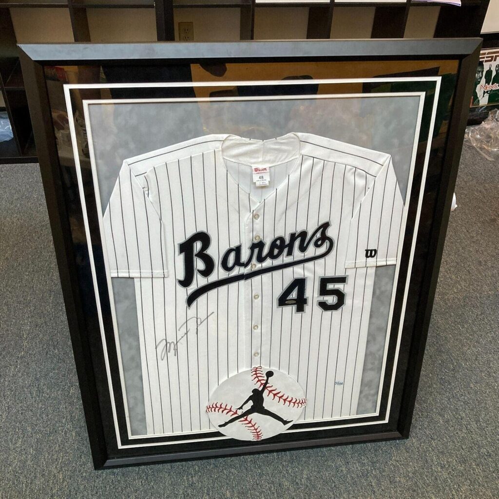 Michael Jordan Signed Birmingham Barons Baseball Jersey Upper Deck UDA Framed – NBA Autographed Miscellaneous Items