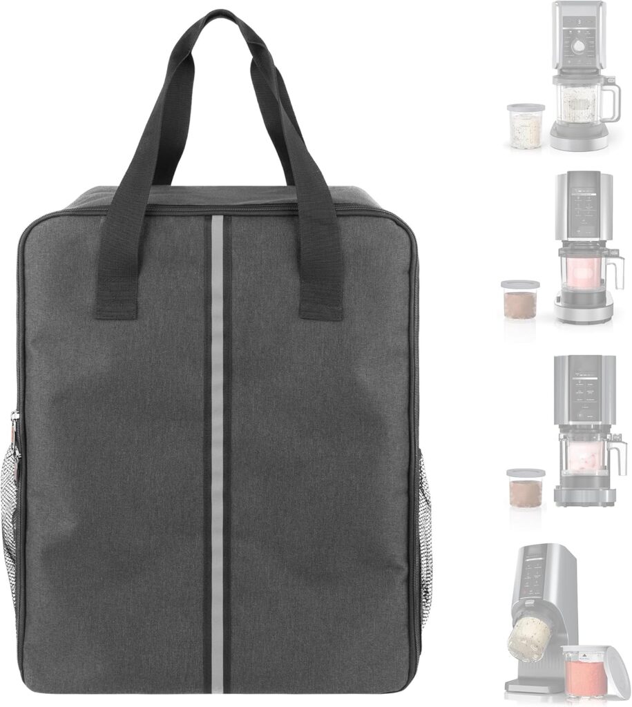 Ice Cream Maker Carrying Bag with Handle, Waterproof Dustproof Storage Bag Compatible with Ninja Creami NC500/NC300/NC200/NC100/NC299AMZ Series/Deluxe/Breeze Ice Cream Makers