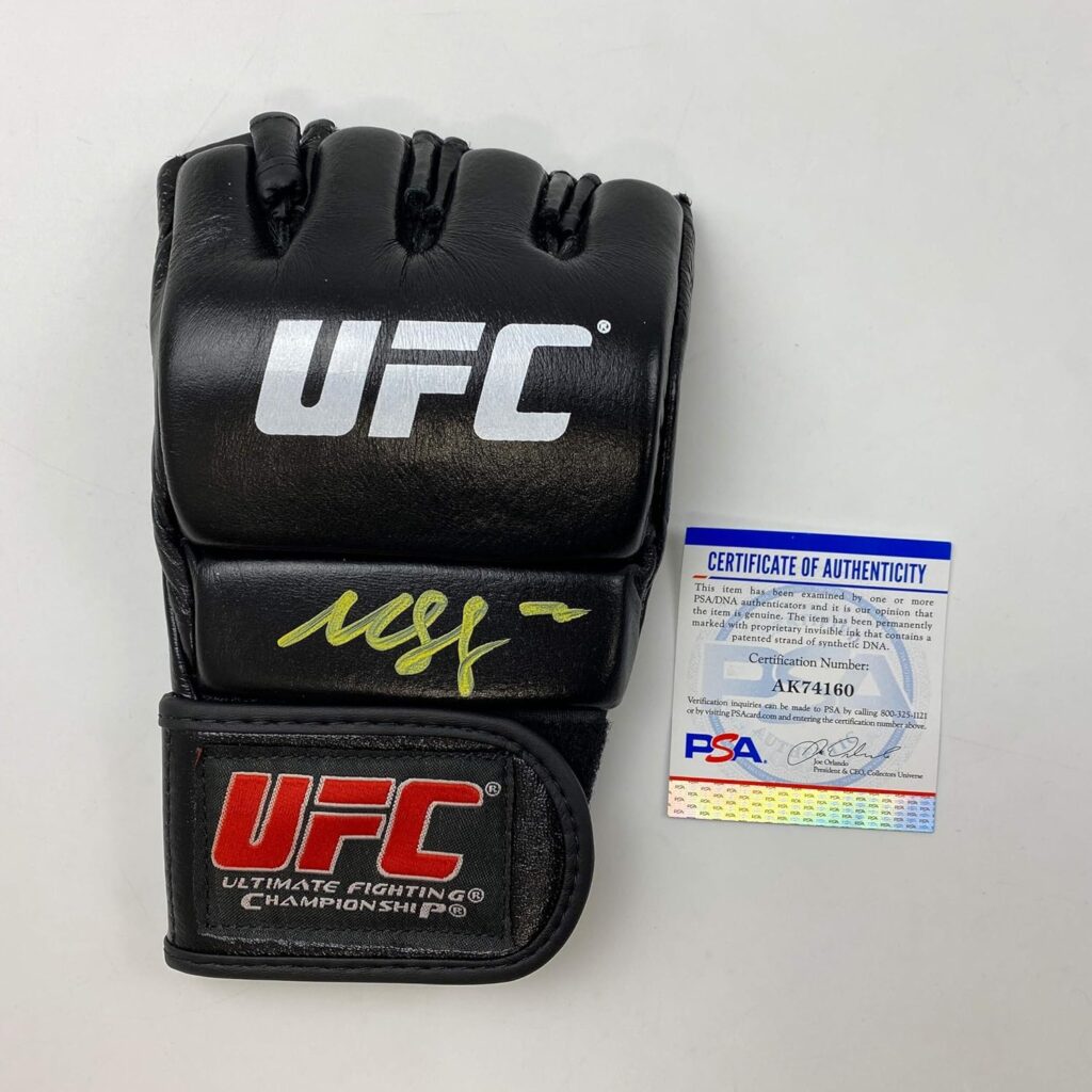 Autographed/Signed Khamzat Borz Chimaev UFC MMA Ultimate Fighting Black Glove PSA/DNA COA