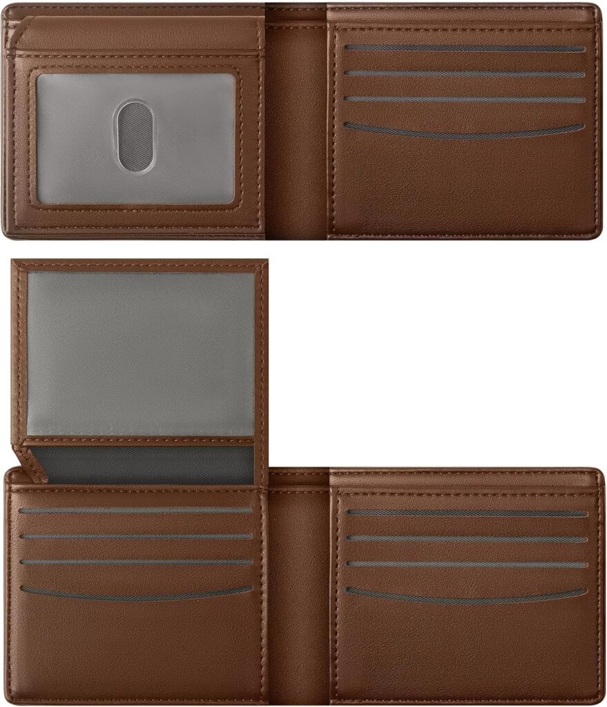 GNDR Wallet For Men RFID Blocking Brown Wallets Bifold Faux Leather Card Holder Front Pocket Mens Accessories With Gift Box