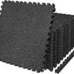 AIRHOP 0.79in Thick 48 Sq Ft Exercise Equipment Mats, 12 Tiles Upgraded Rubber Top with High Density EVA Foam, Large Interlocking Puzzle Gym Flooring for Home Gym, Heavy Weight Workout,Black & White