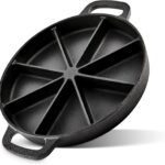 Modern Innovations Classic Cast Iron Wedge Pan, Non-Stick Cornbread Skillet with Easy Transport Handles, 8 Slice Divided Cast Iron Baking Pan for Scones, Biscuits, Breads & Desserts