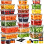 KITHELP 60-Piece Large Food Storage Containers Set – Leakproof, BPA-Free Plastic with Lids Airtight for Kitchen Storage and Organization Reusable with Labels Pen- Microwave Dishwasher Freezer Safe