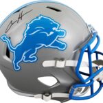 Lions Aidan Hutchinson Signed 2024 Full Size Speed Rep Helmet BAS Witnessed