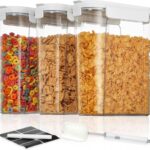 Vtopmart Cereal Containers Set, 3 PCS Airtight Food Storage Container with Flip-Top Lids, Plastic Organizer Dispenser for Kitchen, Pantry Organization (135.2oz/4L)