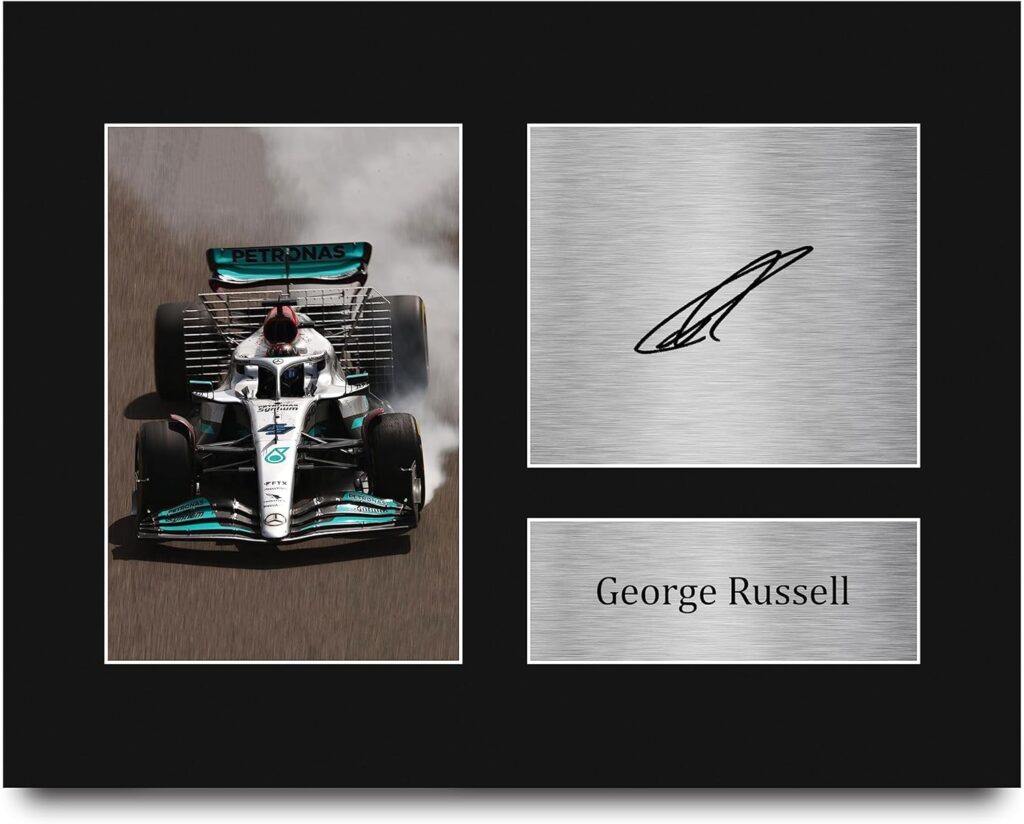 HWC Trading George Russell Formula 1 Gifts Printed Signed Autograph Picture for F1 Formula 1 Racing Fans – US Letter Size