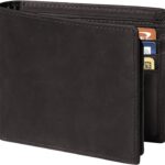 Genuine Wallet for Men – RFID Blocking Leather Bifold – Slim Front Pocket Wallet with ID Window, 11 Card Slots – Gift for Dad, Husband, & Boyfriend, Deep Brown