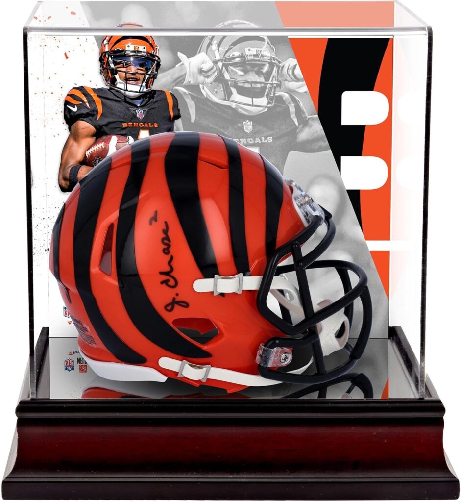 Ja’Marr Chase Cincinnati Bengals Autographed Riddell Speed Mini Helmet with Deluxe Mini Helmet Case – Autographed NFL Mini Helmets