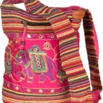 Pink Shoulder Bag Handmade Embroidered Elephant Boho Bohemian Hippie Tote Gypsy Beach Bag