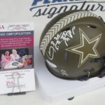 Larry Brown signed Dallas Salute Service mini helmet with Super Bowl XXX MVP Cowboys JSA COA