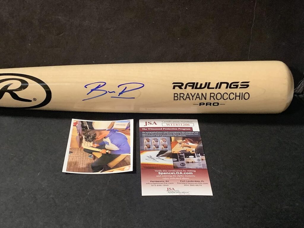 Brayan Rocchio Cleveland Guardians Autographed Signed Engraved Bat JSA WITNESS COA Blonde