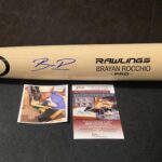 Brayan Rocchio Cleveland Guardians Autographed Signed Engraved Bat JSA WITNESS COA Blonde