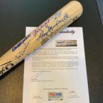 Stunning Sandy Koufax Roy Campanella Brooklyn Dodgers Legends Signed Bat PSA DNA – Autographed MLB Bats