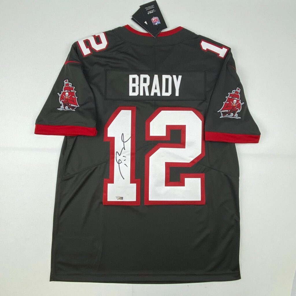Autographed/Signed Tom Brady Tampa Bay Buccaneers Pewter Grey Authentic Nike Limited Football Jersey Fanatics COA/LOA
