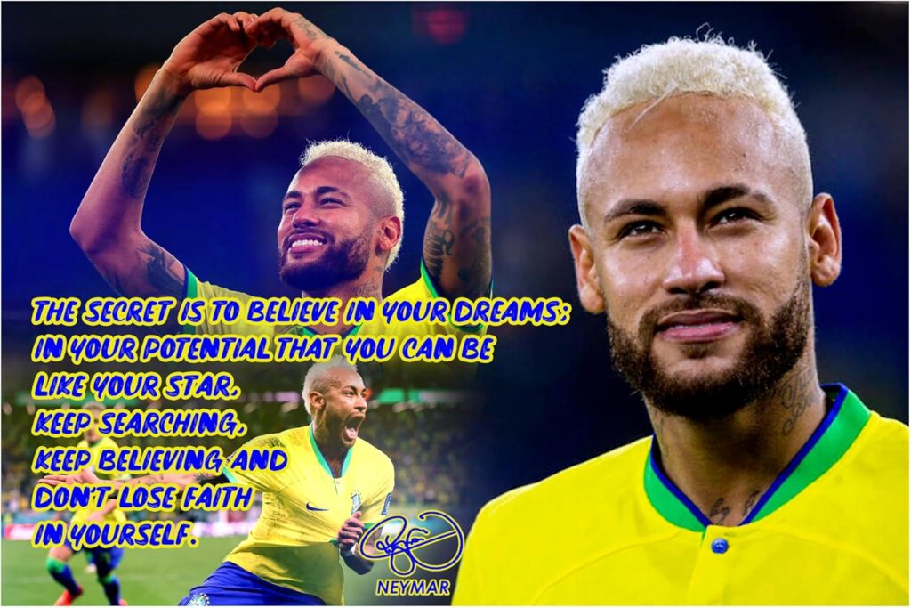 Neymar da Silva Santos Júnior Motivational Poster Quote Inspirational Quotes Classroom Posters Mens Soccer Pro Coaching Wall Art Growth Mindset Teacher Educational Signed Memorabilia Sports Boys P156