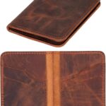 Leather Slim Wallet, Credit Card Holder, Bifold, Minimalist, Front Pocket, Small Thin, Travel Wallet for Men and Women (Brown)